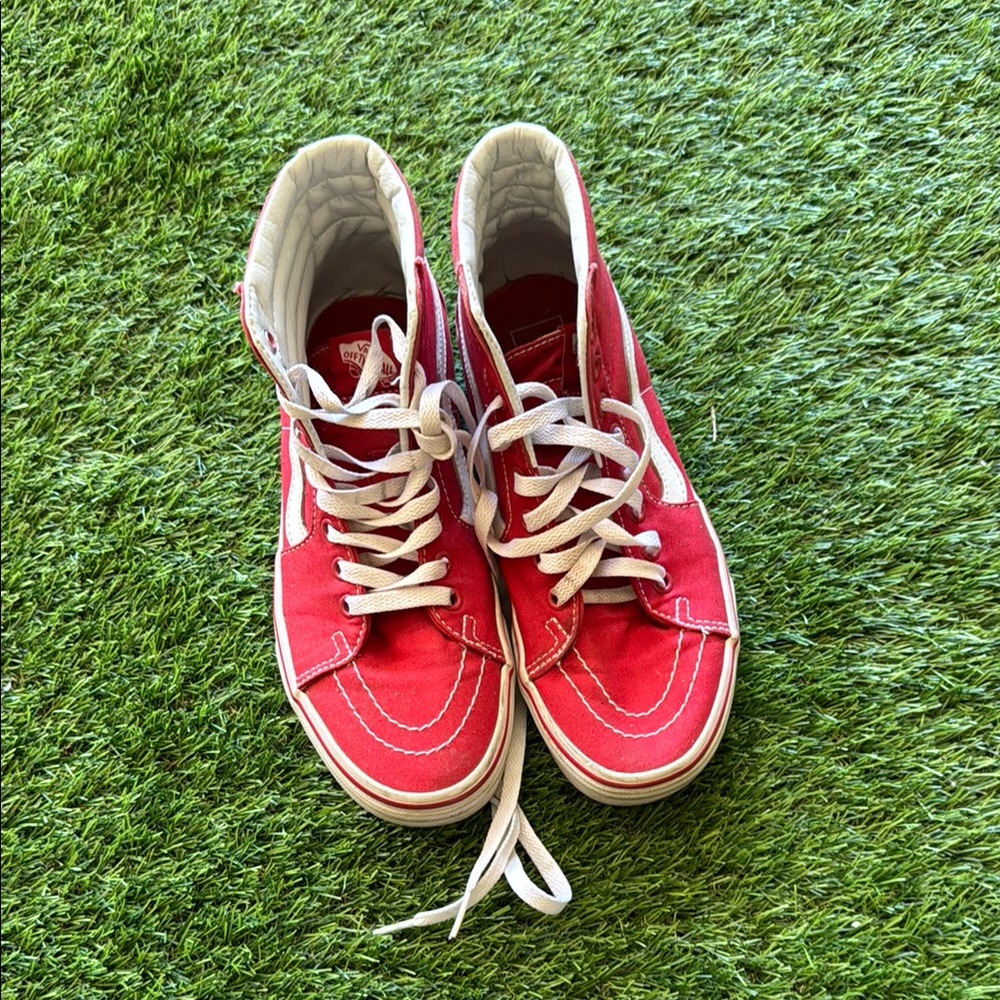Vans Red and White Sneakers